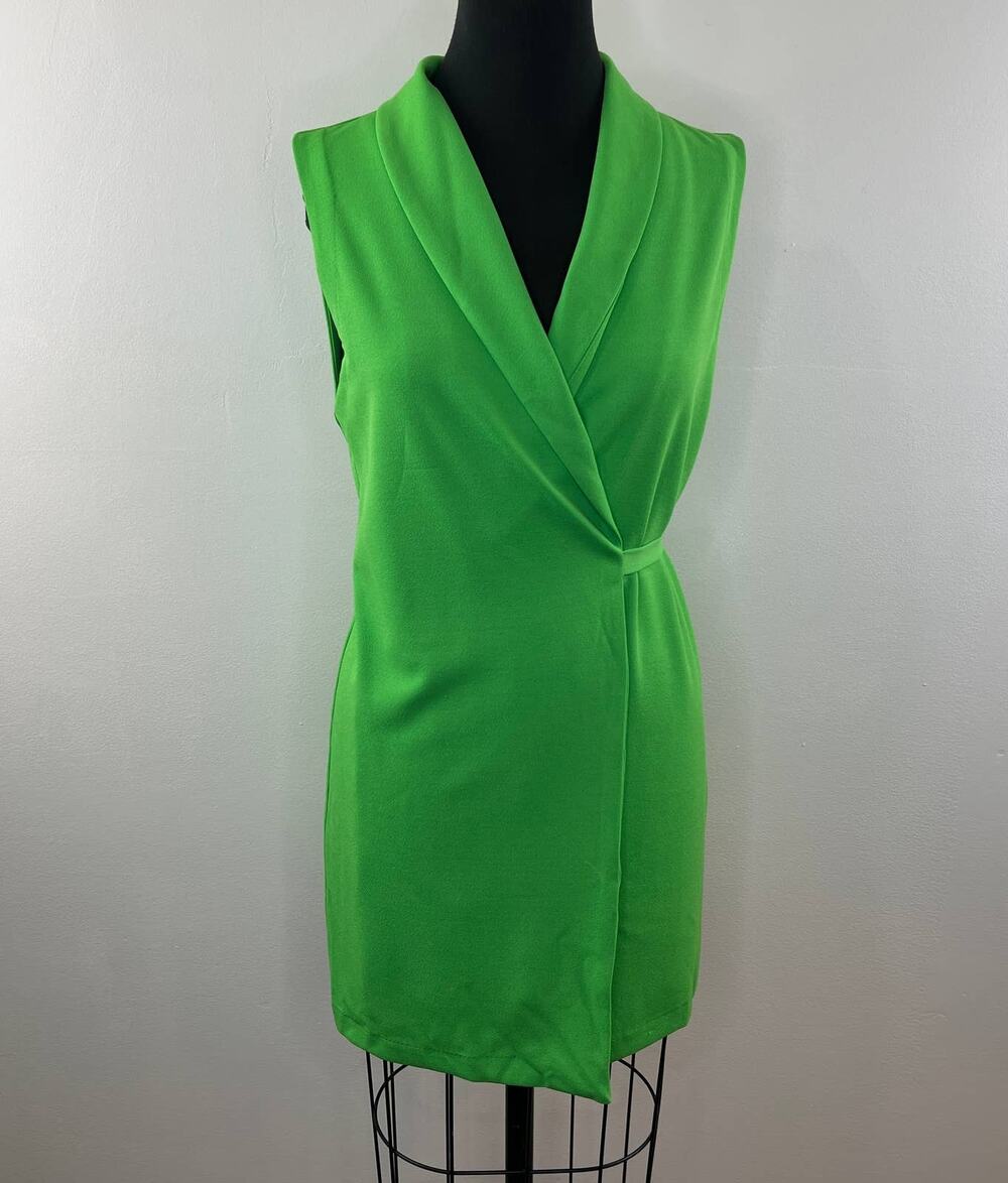 NWT Zara Green Tied Blazer Dress Sleeveless Mini Short V-Neck 7901/144 S NEW